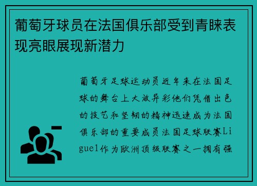 葡萄牙球员在法国俱乐部受到青睐表现亮眼展现新潜力